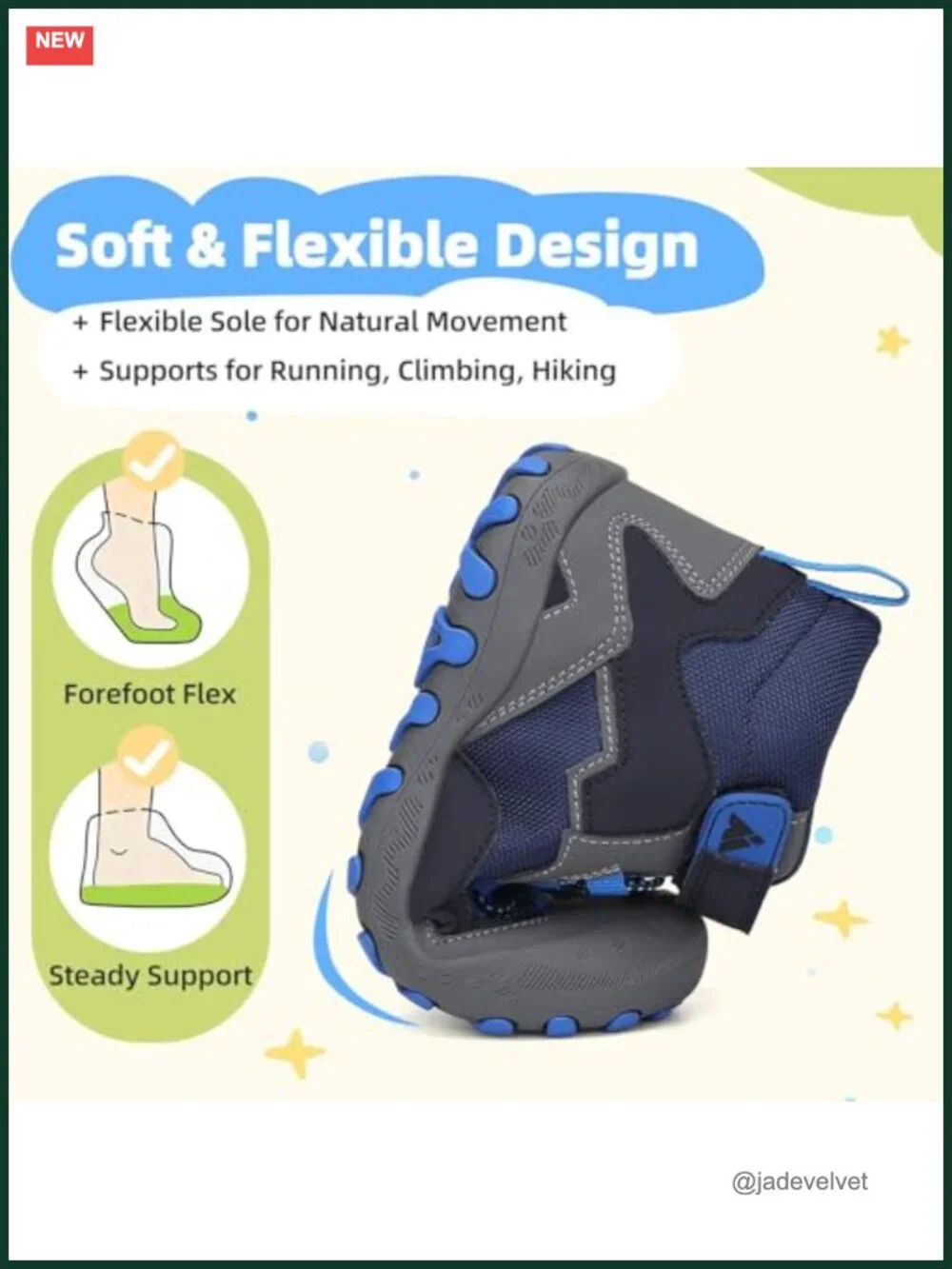 Kids Water Resistant Hiking Boots with Anti-Collision Toe, Hook & Loop Closure